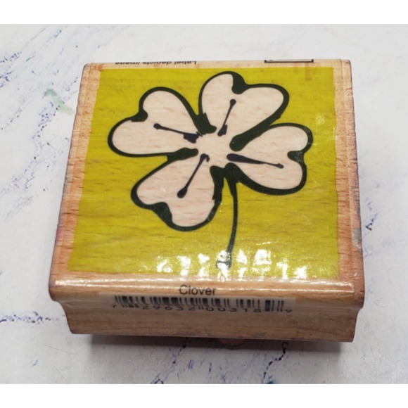 Vap! Scrap Ellen Vener Village Arts Press Four Leaf Clover Mounted Rubber Stamp - Picture 1 of 7